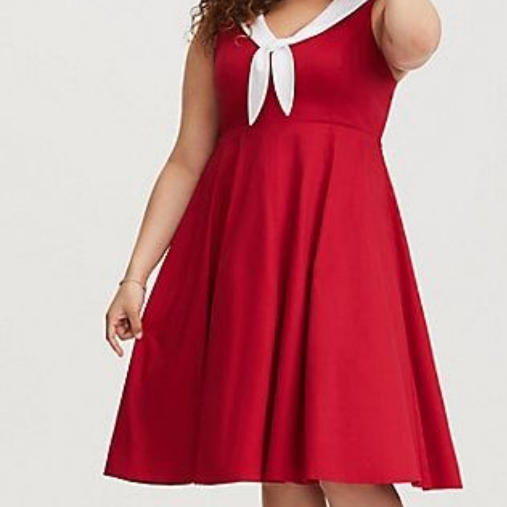 Retro Chic Torrid Red Sailor Swing Dress 22